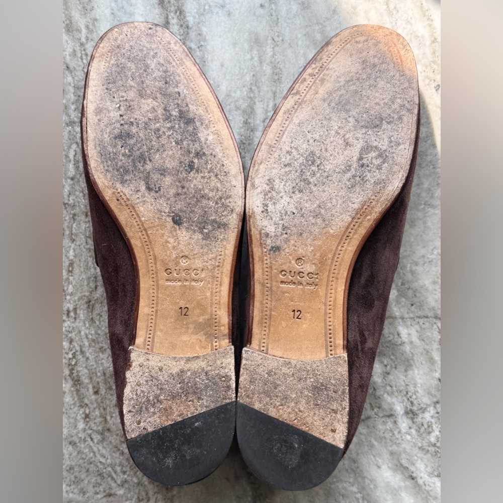 GUCCI GG Horsebit Suede Loafers Brown 12 / 12.5 US $1000 Jordaan 1953 Moccasins - Picture 8 of 10